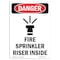 Signmission OSHA Danger Sign, Fire Sprinkler Riser Inside, 10in X 7in Decal, 7" W, 10" L, Portrait OS-DS-D-710-V-2383 - alternate 1
